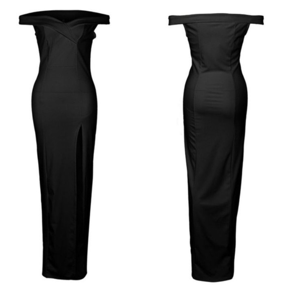 HP! Sexy Black Off-Shoulder Evening Gown - Picture 7 of 8